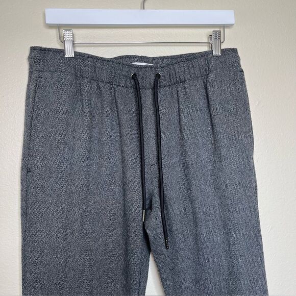 Pacsun Elastic Herringbone Trouser Tie Waist Charcoal Slim Pant Men Size Medium - Picture 3 of 14